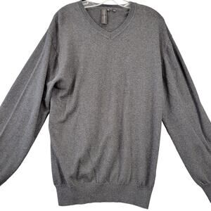 Francesco Bianchi Gray Charcoal Casual Sweater Long Sleeves V-Neck Men's Size XL